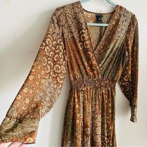 Kate and Lily Bohemian Paisley Maxi Dress in Earth Tones
